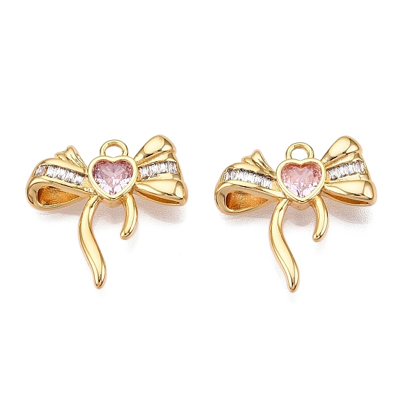 Подвески из латуни с прозрачным фианитом, бантом