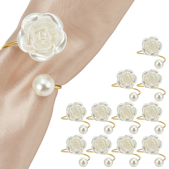 12шт. железные кольца для салфеток, смолой розы, партийные украшения