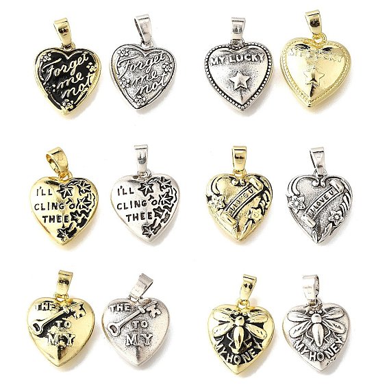 Латунные подвески, сердце, долговечный, без кадмия и без свинца, стойки покрытие, настоящий 18k позолоченный/платиновый