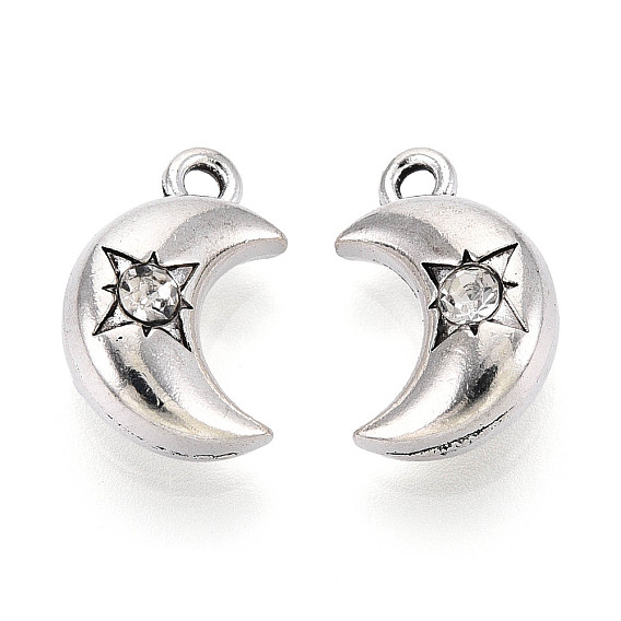 Подвески из сплава в тибетском стиле, со стразами, луна