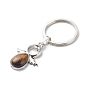 Natural Gemstone Keychain Angel Pendant Keychain, with Iron Findings