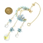 Brass Cable Chains Pendant Decorations, Natural Gemstones and Glass Charms, for Home Decorations