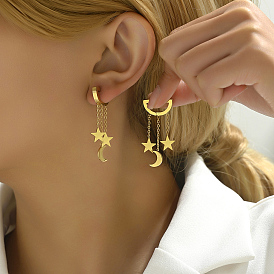 201 серьги-кольца из нержавеющей стали с кисточками в виде луны