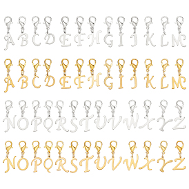 52 шт. 2 цвета 201 подвесные украшения из нержавеющей стали с буквами a~z, с застежками-карабинами из сплава
