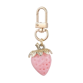 Acrylic Strawberry Pendant Decorations, Alloy Clasps Charm for Bag Ornaments