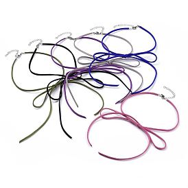 304 ожерелья нержавеющей стали, с экологически чистым шнуром из искусственной замши, застежка из лобстера и железные находки, бантом