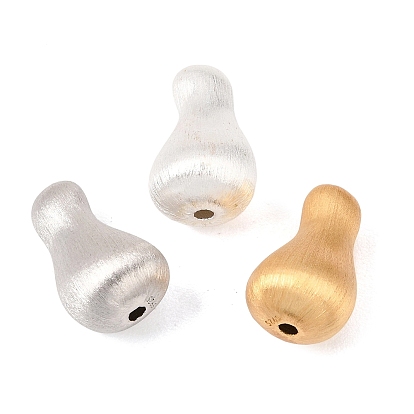 925 Sterling Silver Drawbench Beads, Rack Plating, Long-Lasting Plated, Pear, with 925 Stamp