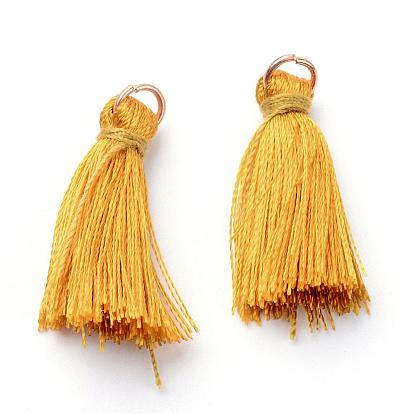 Decoraciones borla colgante de nylon, Con anillos de hierro sin soldar, dorado