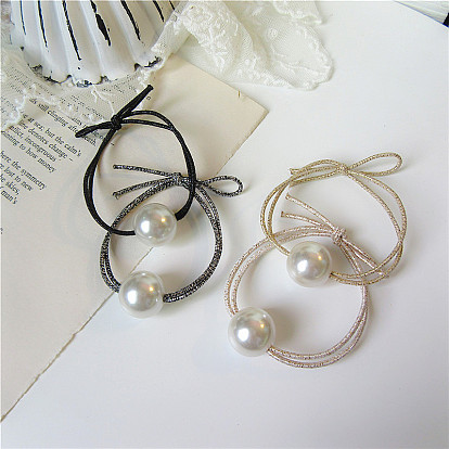 Corbata de pelo de perla de círculo geométrico - diseño minimalista, elegante accesorio para el cabello para mujer.