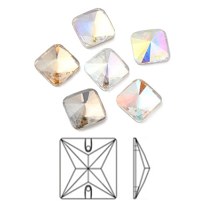 K 9 кабошоны из стеклянного страза, плоская задняя и задняя, граненые, квадратный