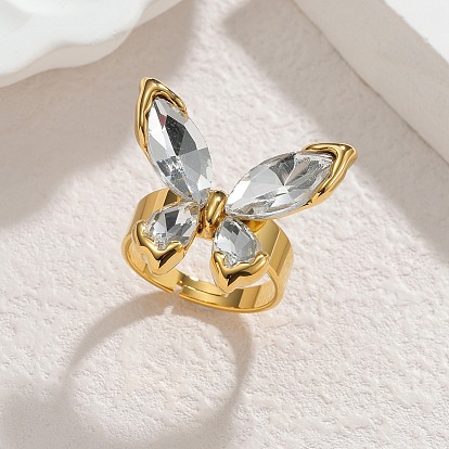 304 женские кольца из нержавеющей стали с микропаве из кубических цирконий, бабочка
