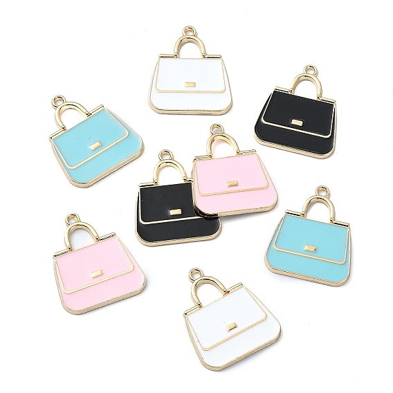 Стойки обшивки сплава эмали подвески, без никеля , сумочка очарование, золотые