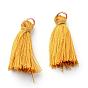 Nylon Tassel Pendant Decorations, with Unwelded Iron Jump Rings, Golden
