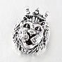 Сплавочные овальные бусины тибетского стиля , голова льва с короной, 14x11.5x8 мм, отверстие : 2.5 мм