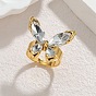 304 женские кольца из нержавеющей стали с микропаве из кубических цирконий, бабочка