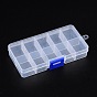 10 Compartment Organiser Storage Plastic Box, Adjustable Dividers Box, for Loom Bands Craft or Nail Art Beads, 7x13x2.3cm