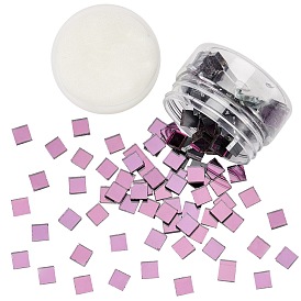 Glass Cabochons, Mirror Mosaic Border Craft Tiles, for Home Decoration or DIY Crafts, Square