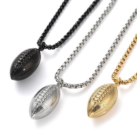 Vacuum Plating 304 Stainless Steel Rugby Pendant Necklaces