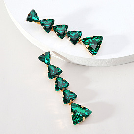 Y2K Crystal Triangle Colorful Luxury Long Earrings - Elegant and Stylish Accessories.