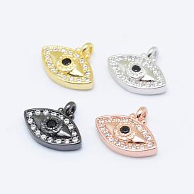 Brass Micro Pave Grade AAA Cubic Zirconia Charms, Eye, Cadmium Free & Nickel Free & Lead Free