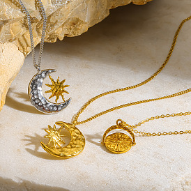 304 Stainless Steel Rotating Pendant Necklaces, Golden