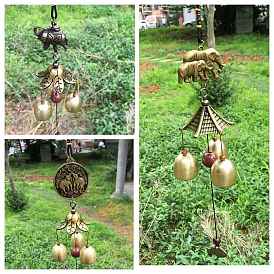Alloy Elephant & Bell Wind Chime, Art Hanging Decors for Garden Window Party