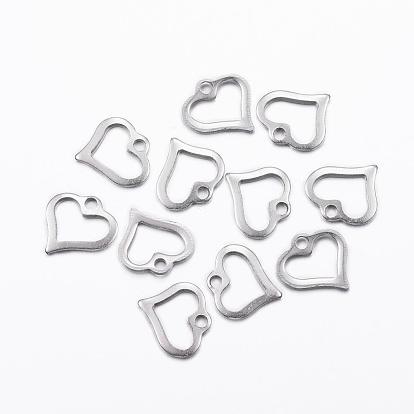 201 Stainless Steel Open Heart Pendants, Hollow