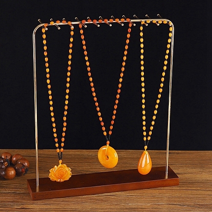 Iron Necklaces Display Stand, with Wood Base