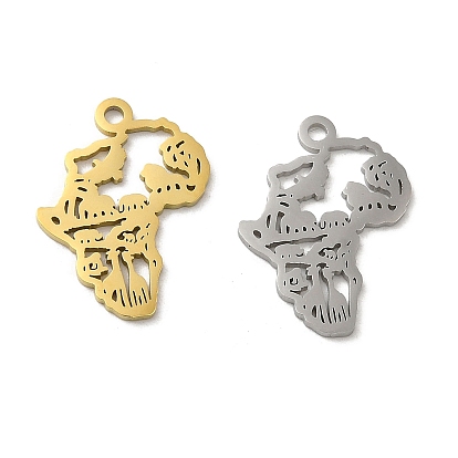 304 Stainless Steel Pendants, Laser Cut, Map Charm