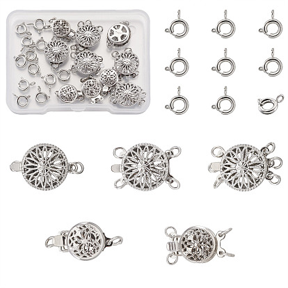 28шт 6 застежки из латуни, без кадмия и без свинца, плоская круглая застежка с цветком и пружиной