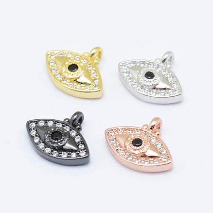 Brass Micro Pave Grade AAA Cubic Zirconia Charms, Eye, Cadmium Free & Nickel Free & Lead Free