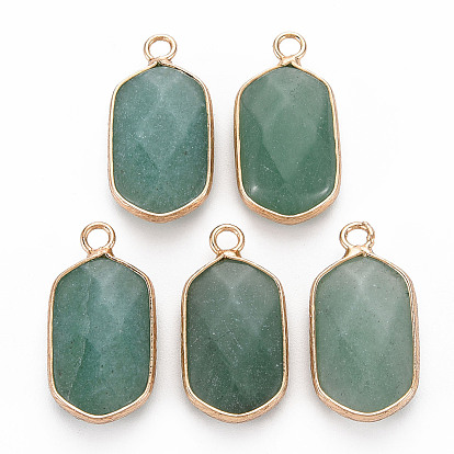 Природных драгоценных камней подвески, с позолоченным латунным краем и петлей, граненые, овальные