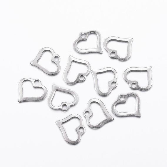 201 Stainless Steel Open Heart Pendants, Hollow