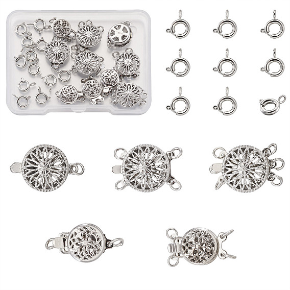 28шт 6 застежки из латуни, без кадмия и без свинца, плоская круглая застежка с цветком и пружиной