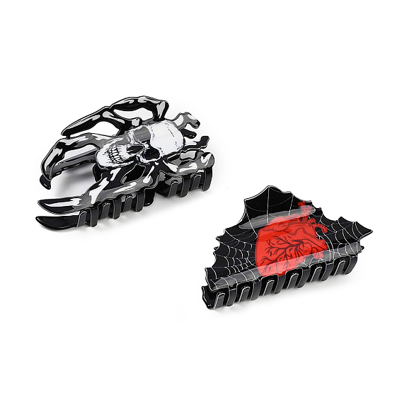 Акриловые заколки-когти для волос на тему Хэллоуина, со сплавочной фурнитурой