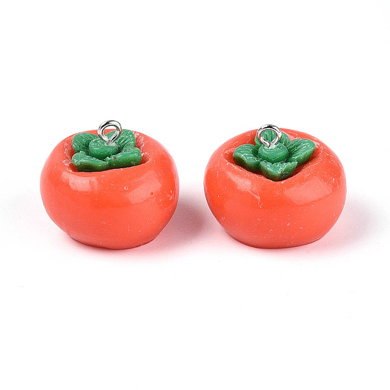 Непрозрачные подвески смолы, обереги из хурмы, с платиновыми железными петлями