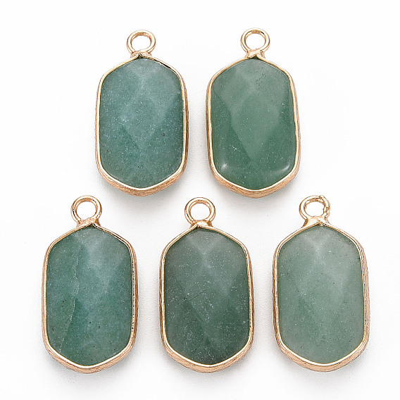 Природных драгоценных камней подвески, с позолоченным латунным краем и петлей, граненые, овальные