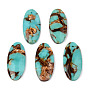 Assembled Natural Bronzite and Synthetic Turquoise Pendants, Oval