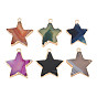Natural Agate Pendants, with Light Gold Plated Iron Findings, Star, Dyed & Heated