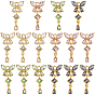 16Pcs 4 Colors Alloy & Glass Pendants, Butterfly & Teardrop Charm, Faceted