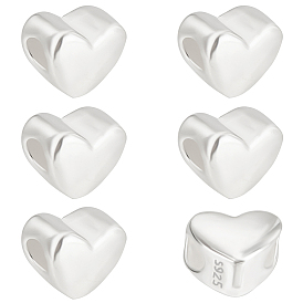 6 шт. 925 бусины из стерлингового серебра, сердце