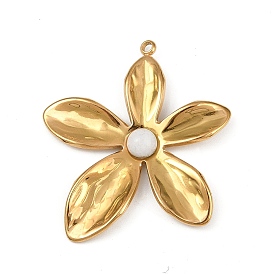 304 подвески из нержавеющей стали, с пластиковой имитационной жемчужиной, цветочный шарм