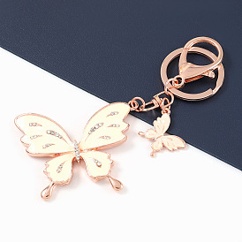 Alloy Oil Drip Diamond Butterfly Keychain for Car and Bag Accessories