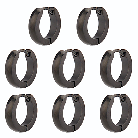4 Pairs 304 Stainless Steel Chunky Huggie Hoop Earrings, Small Thick Hinged Earrings for Men Women