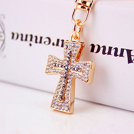Sparkling Cross Keychain with Mantra for Fashionable Car Accessories and Gift Giving