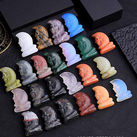 Natural & Synthetic Gemstone Moon Display Decorations, for Home Office Desk Decoration