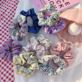 French style vintage hair tie with cute floral pattern - versatile and trendy.