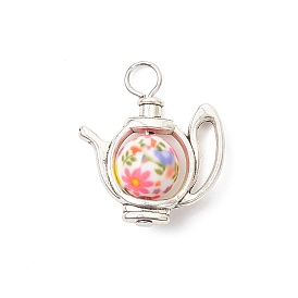 Непрозрачные печатные акриловые подвески, колпачок для чайника, с рамкой из сплава в тибетском стиле