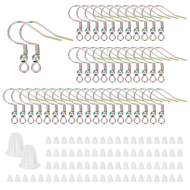 80шт. вакуумное покрытие PVD 201 крючки для сережек из нержавеющей стали, французские крючки с катушкой и шариком, с 80 пластиковыми ушными гайками