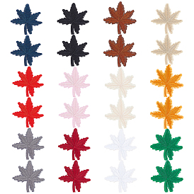 PandaHall Elite 48Pcs 12 Colors Maple Leaf Computerized Embroidery Cloth Iron on/Sew on Patches, Appliques, Badges, for Clothes, Dress, Hat, Jeans, DIY Decorations, Autumn Theme